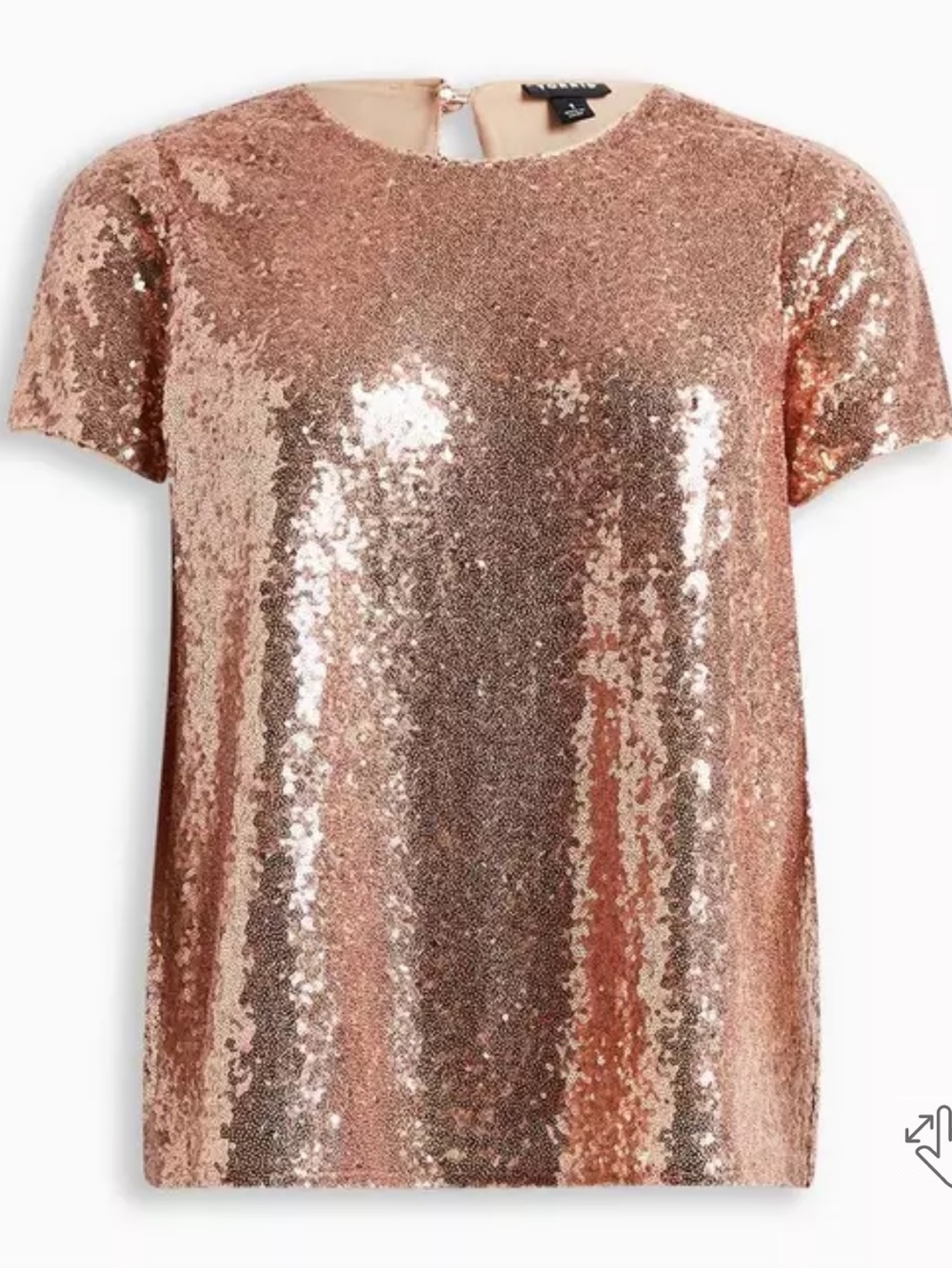 Torrid ‘Abbey’ rose gold short sleeve sequin pullover top size 2X